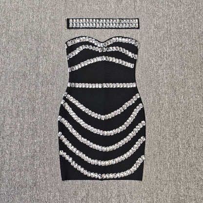 Rhinestone Bodycon Tube Top Evening Dress-Dress-Haxberry-Haxberry
