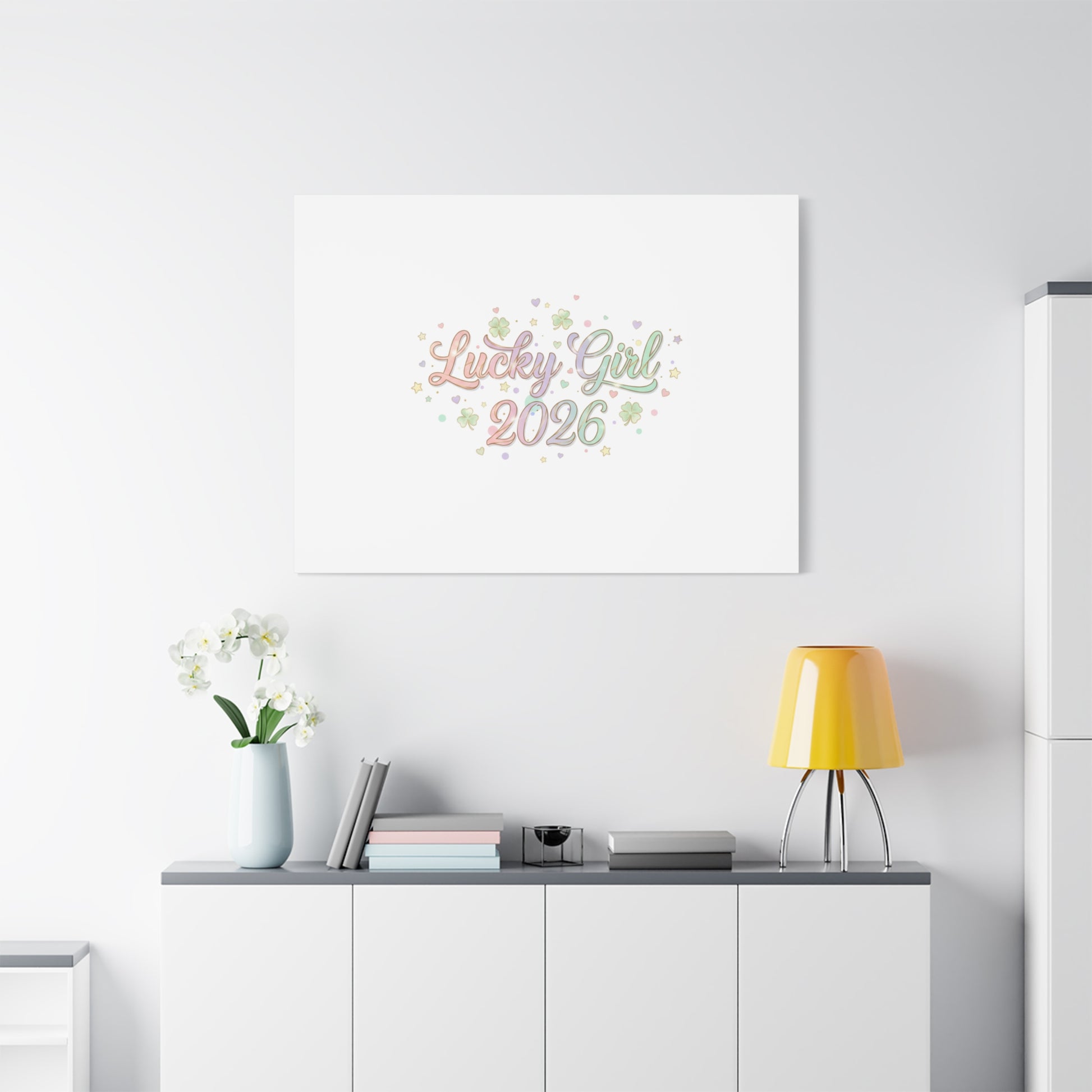 Lucky Girl 2026 Canvas | Manifest Luck, Lucky Charms Wall Art-Canvas-Haxberry-Printify