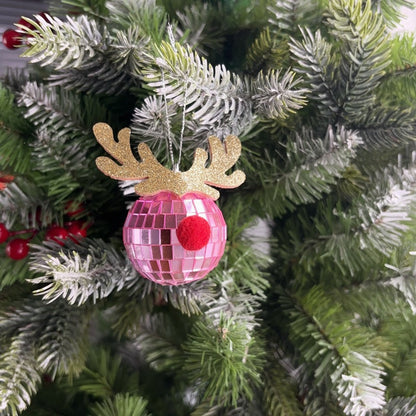 Mirror Elk Horn Christmas Ball Tree Decoration Pendant-Gift card-Haxberry-color:Big antlers pink 5cm-Haxberry