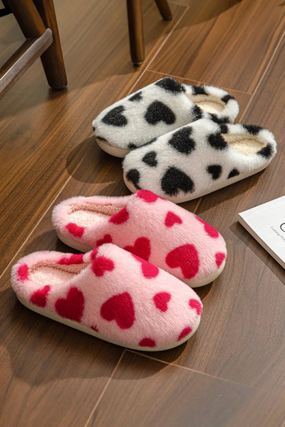 Fiery Red Valentines Heart Shape Winter Fuzzy Slippers-Shoes & Bags/Slippers-Haxberry-Dear-Lover Dropshipping