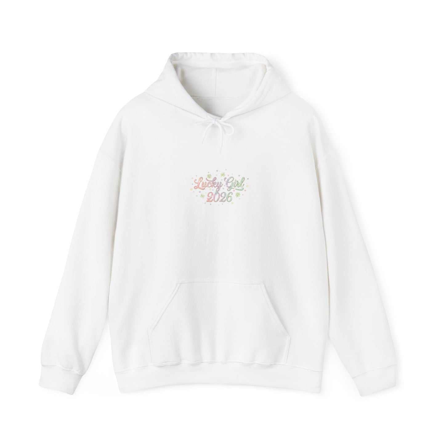 Lucky Girl 2026 Hoodie | manifest luck, 2026 lucky charms-Hoodie-Haxberry-Size:2XL-Color:White-Printify