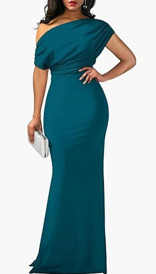 Womens Party Dress-Drees-Haxberry-Color:Peacock Blue-Size:L-Haxberry