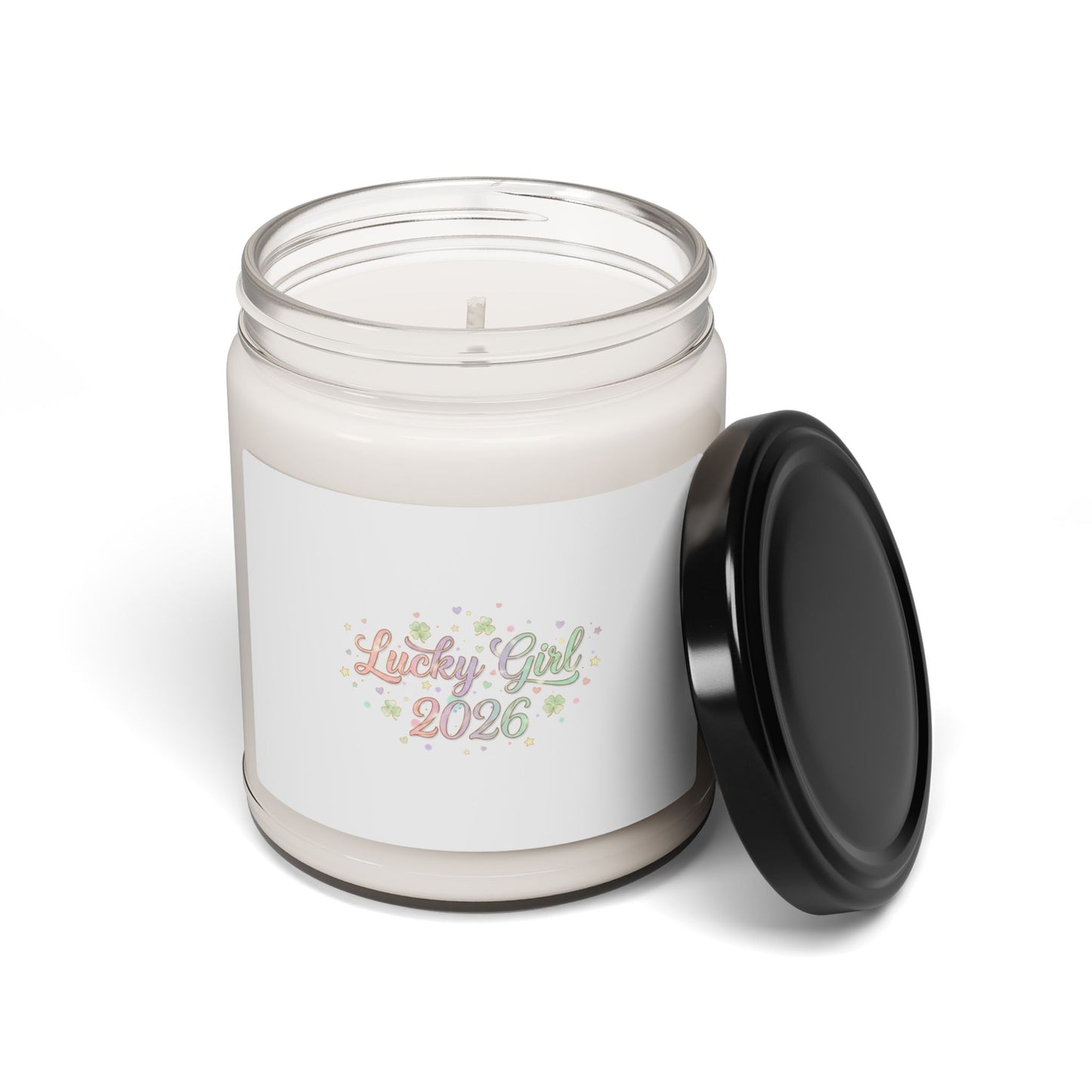 Lucky Girl 2026 Manifest Luck Candle | 9oz Soy, Pastel Sparkle-Home Decor-Haxberry-Printify