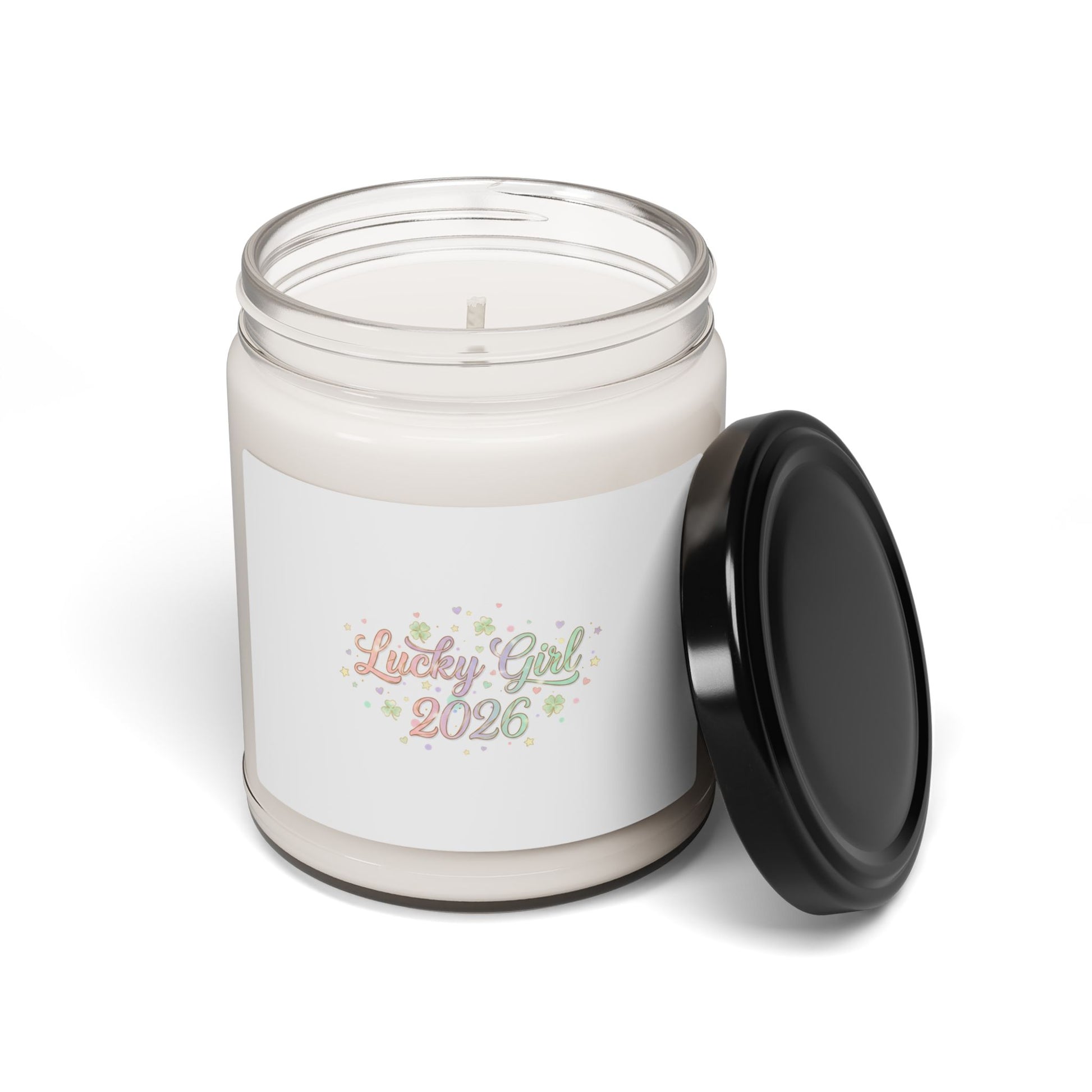 Lucky Girl 2026 Manifest Luck Candle | 9oz Soy, Pastel Sparkle-Home Decor-Haxberry-Printify