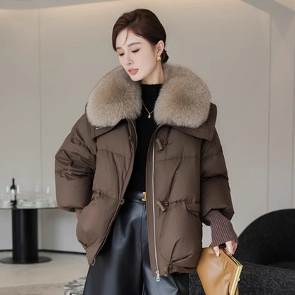 Womens Winter Jacket with Removable Fur Collar