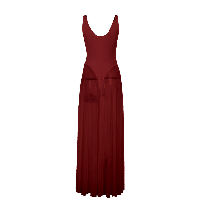 Womens Dress-Drees-Haxberry-Color:Wine red-Size:XL-Haxberry