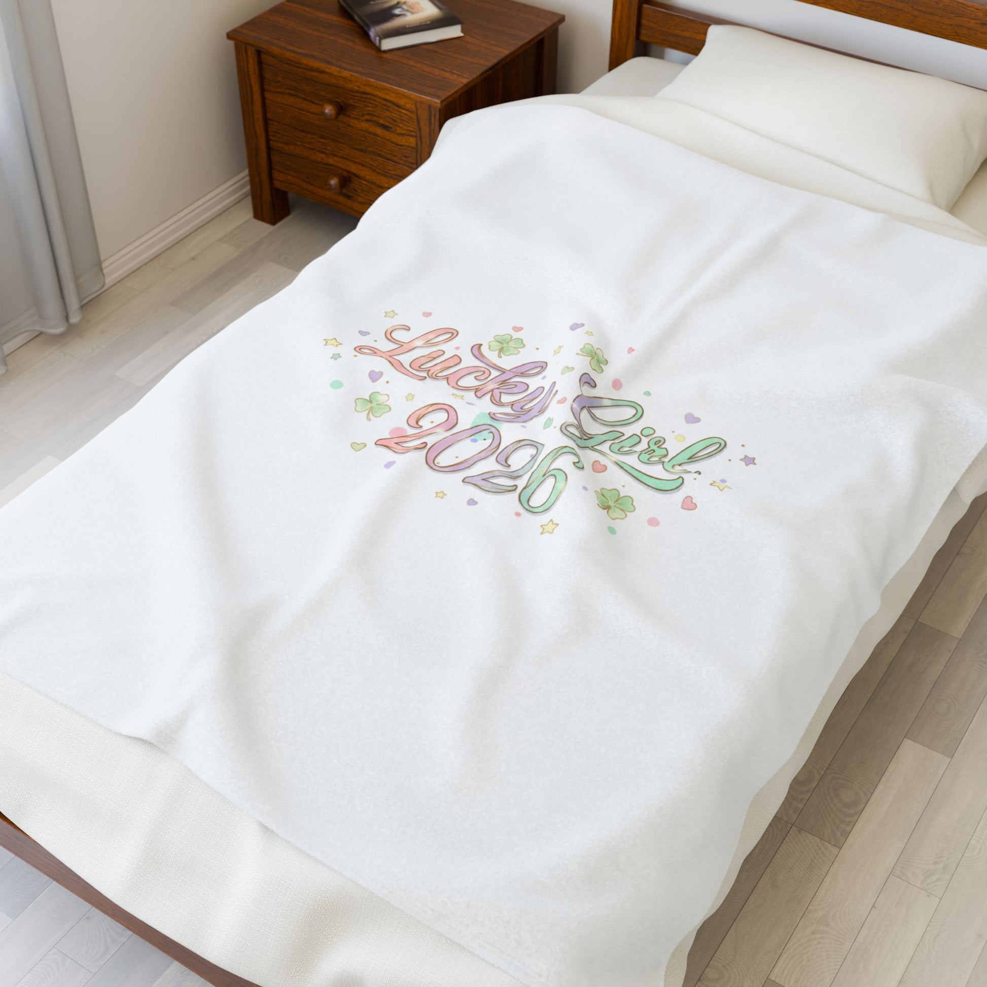Lucky Girl 2026 Plush Blanket | manifest luck, lucky charms-All Over Prints-Haxberry-Printify