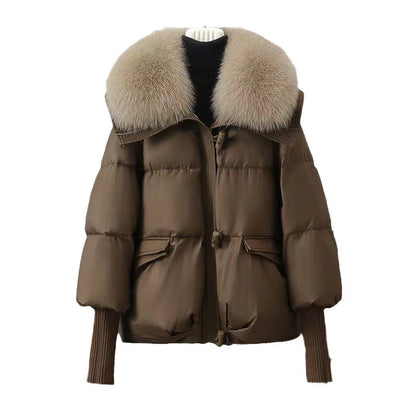 Womens Winter Jacket with Removable Fur Collar