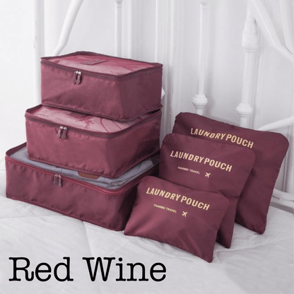 6 Piece Travel Organizer-Travel-Haxberry-Color:Red Wine-Threaded Pear