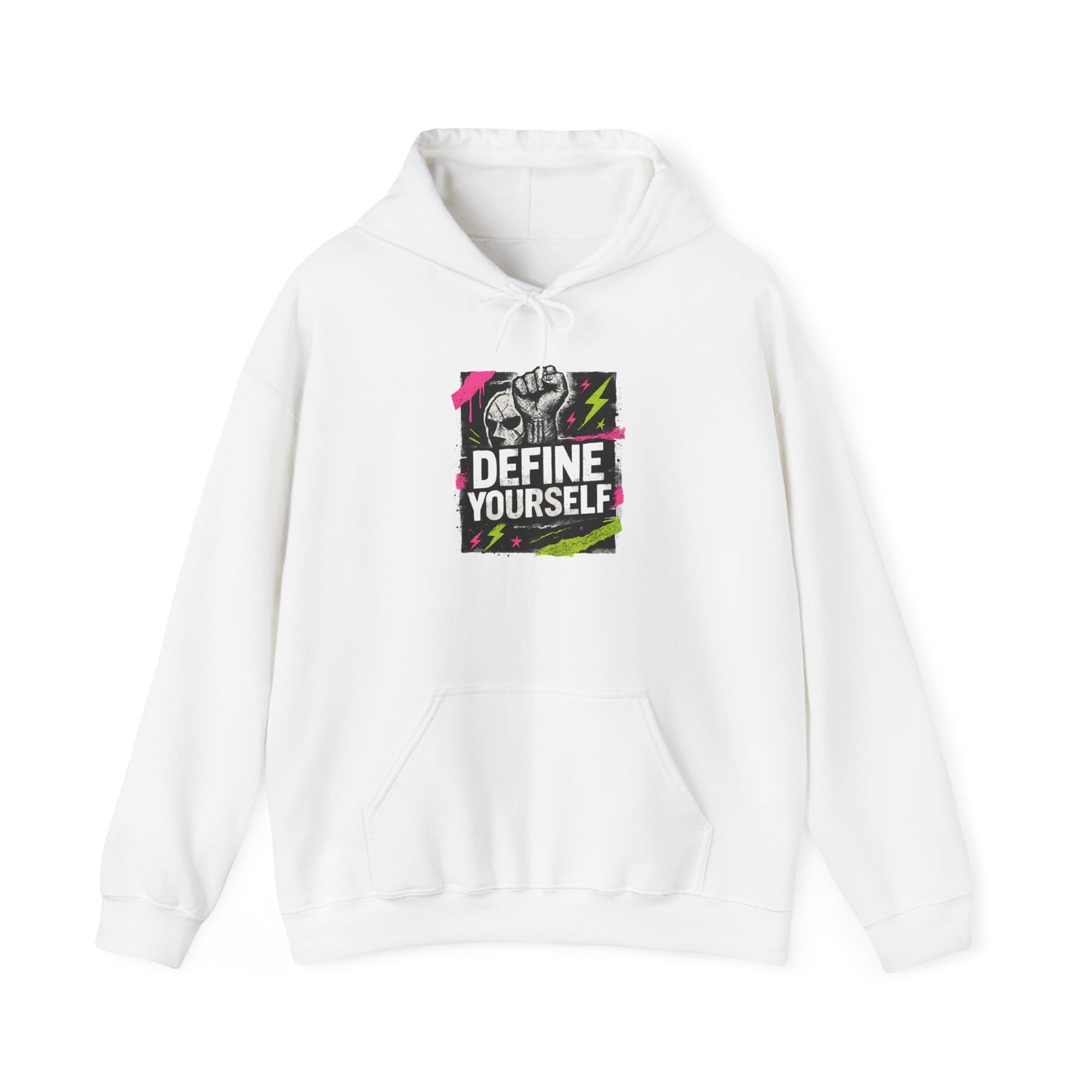 Define Yourself Graphic Hoodie — Empowerment Streetwear Sweatshirt-Hoodie-Haxberry-Size:2XL-Color:White-Printify