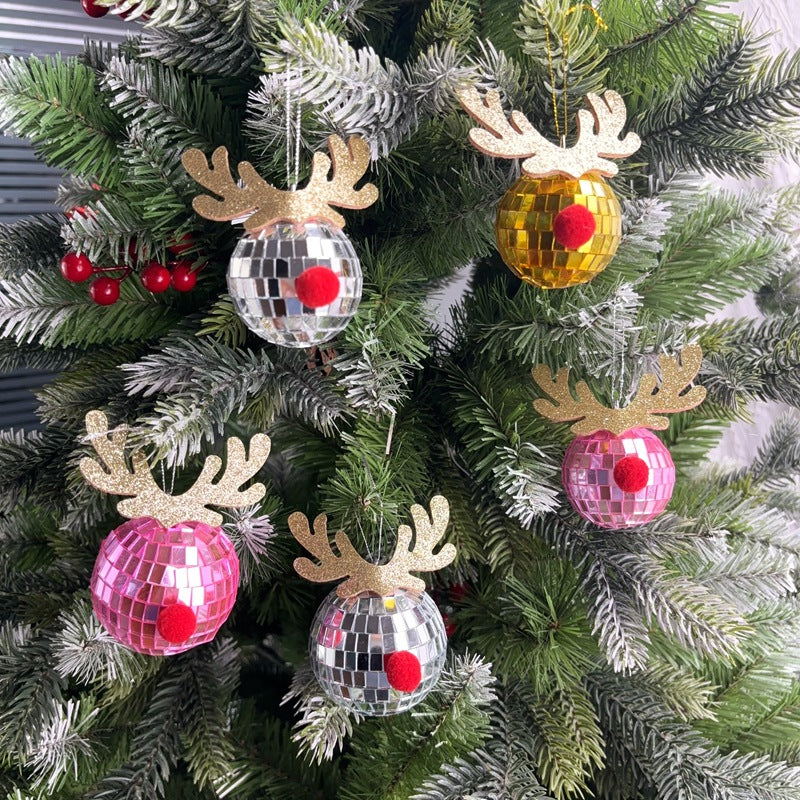 Mirror Elk Horn Christmas Ball Tree Decoration Pendant-Gift card-Haxberry-Haxberry