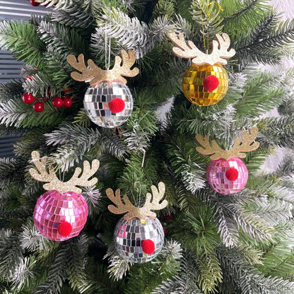 Mirror Elk Horn Christmas Ball Tree Decoration Pendant-Gift card-Haxberry-Haxberry