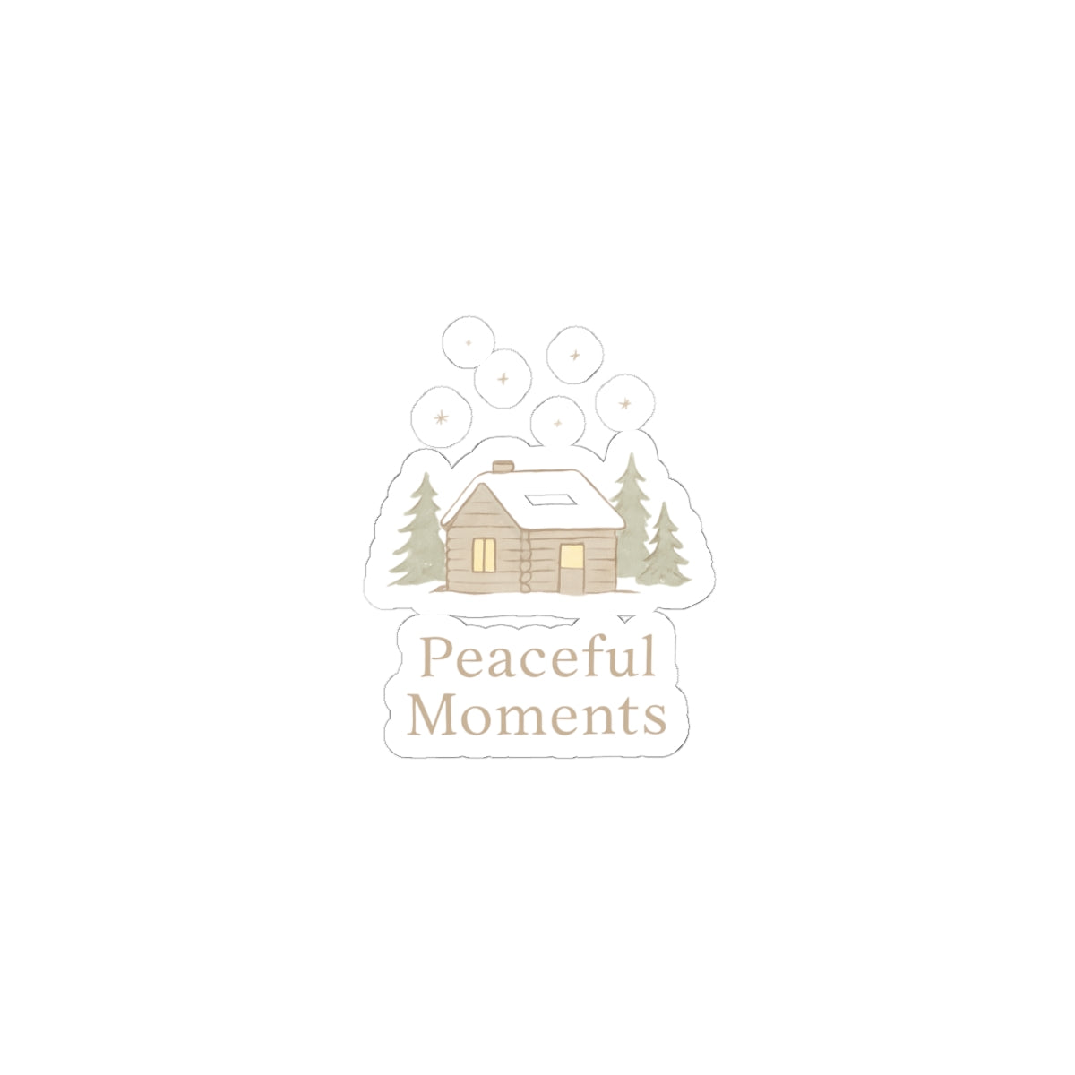 Peaceful Moments Cabin Sticker — Cozy Winter Kiss-Cut Sticker-Paper products-Haxberry-Printify