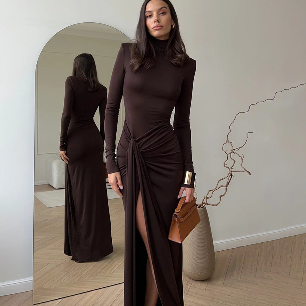 Slim Bodycon Long Dress with High Slit-Drees-Haxberry-Haxberry