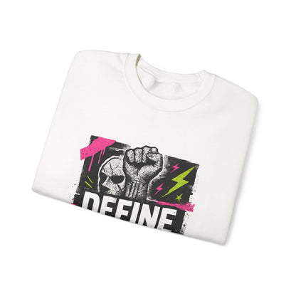 Define Yourself Graphic Sweatshirt — Empowerment Fist Crewneck-Sweatshirt-Haxberry-Printify