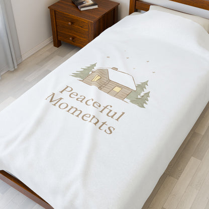 Velveteen Plush Blanket — 'Peaceful Moments' Cozy Cabin Throw-All Over Prints-Haxberry-Printify