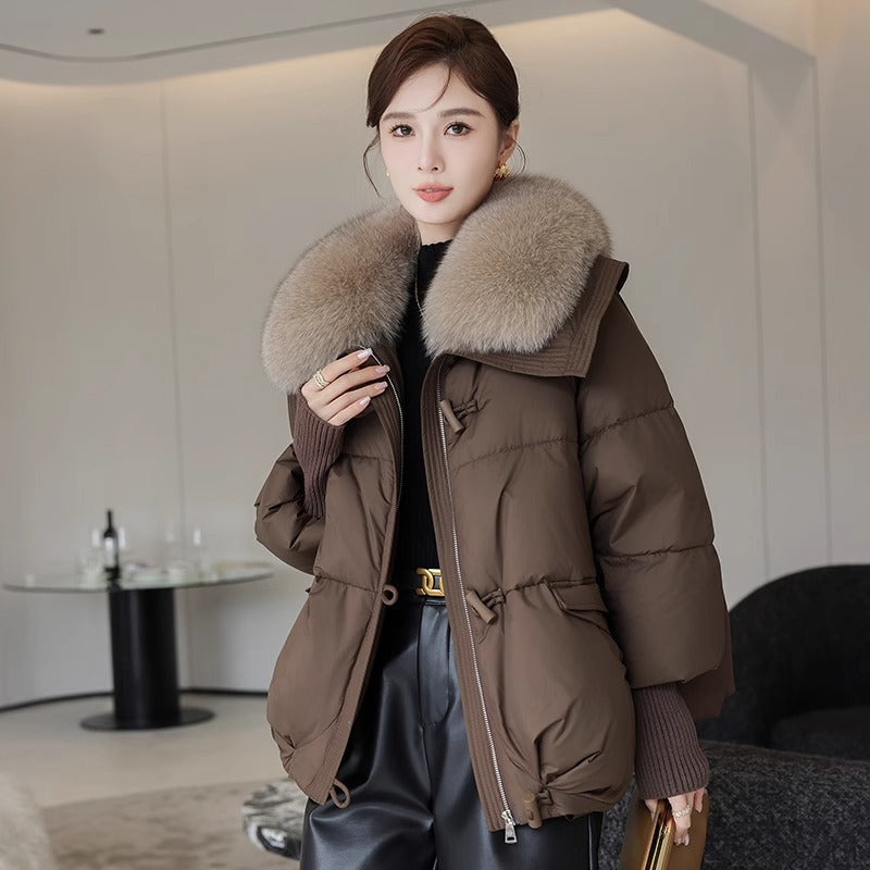 Womens Winter Jacket with Removable Fur Collar