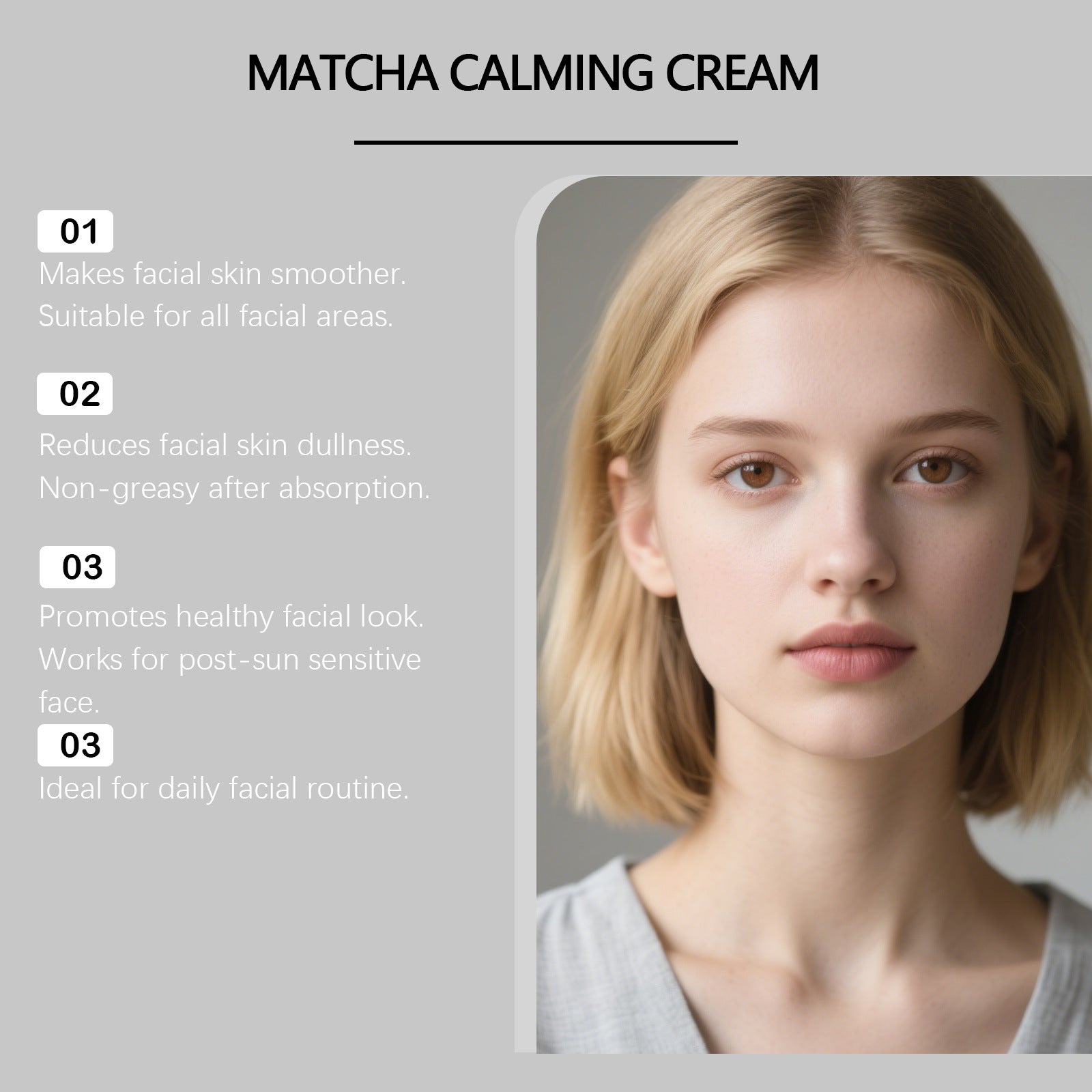 Matcha extract face cream: Nourishes dry skin, smooth texture, lightweight and easily absorbed, perfect for daily skincare.-Others-Haxberry-Haxberry