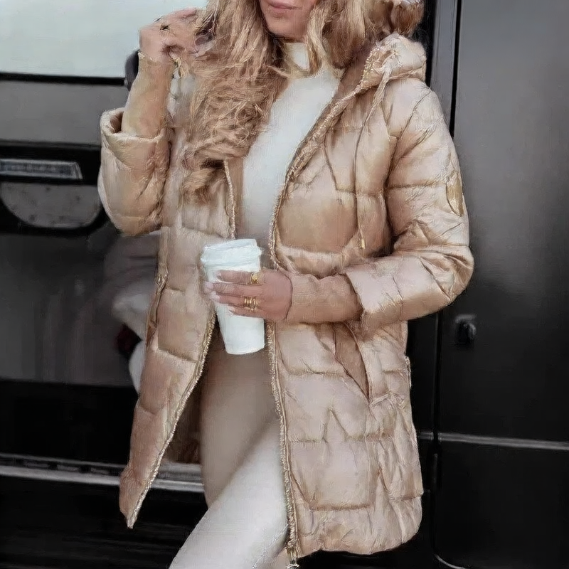 Womens Hooded Long Cotton Jacket