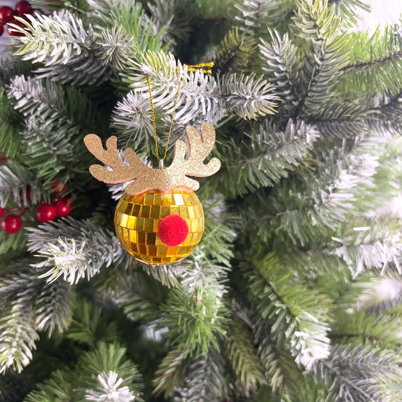 Mirror Elk Horn Christmas Ball Tree Decoration Pendant-Gift card-Haxberry-color:Big antlers gold 5cm-Haxberry