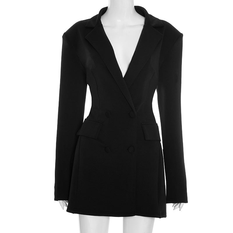 Women's Peplum Blazer Dress-Drees-Haxberry-Color:Black-Size:M-Haxberry