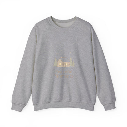 Peaceful Moments Cabin Sweatshirt — Cozy Winter Lodge Crewneck-Sweatshirt-Haxberry-Color:Sport Grey-Size:XL-Printify