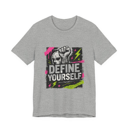 Define Yourself Graphic Tee — Empowerment Fist Shirt-T-Shirt-Haxberry-Color:Athletic Heather-Size:XL-Printify