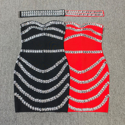 Rhinestone Bodycon Tube Top Evening Dress-Dress-Haxberry-Haxberry