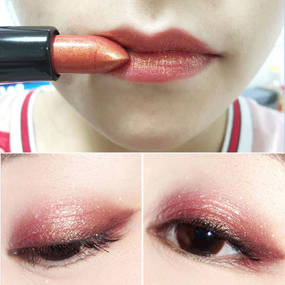 Fine glitter lipstick and eye shadow in one product