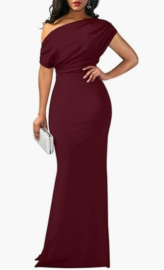Womens Party Dress-Drees-Haxberry-Color:Wine red-Size:M-Haxberry
