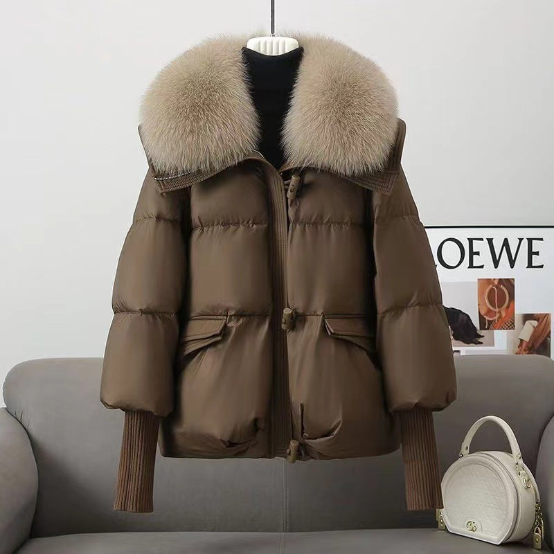 Womens Winter Jacket with Removable Fur Collar