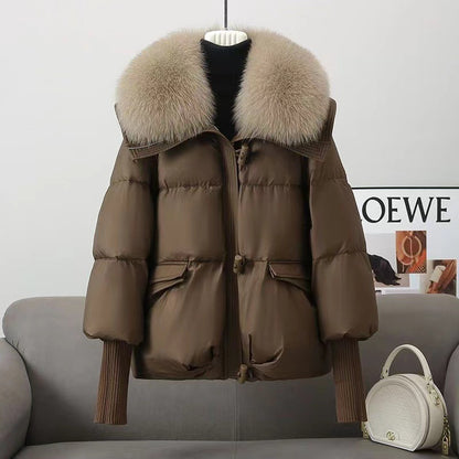 Womens Winter Jacket with Removable Fur Collar