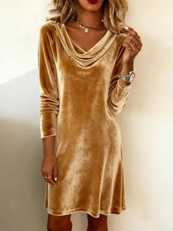 Velvet Cowl Neck Dress-Drees-Haxberry-Haxberry