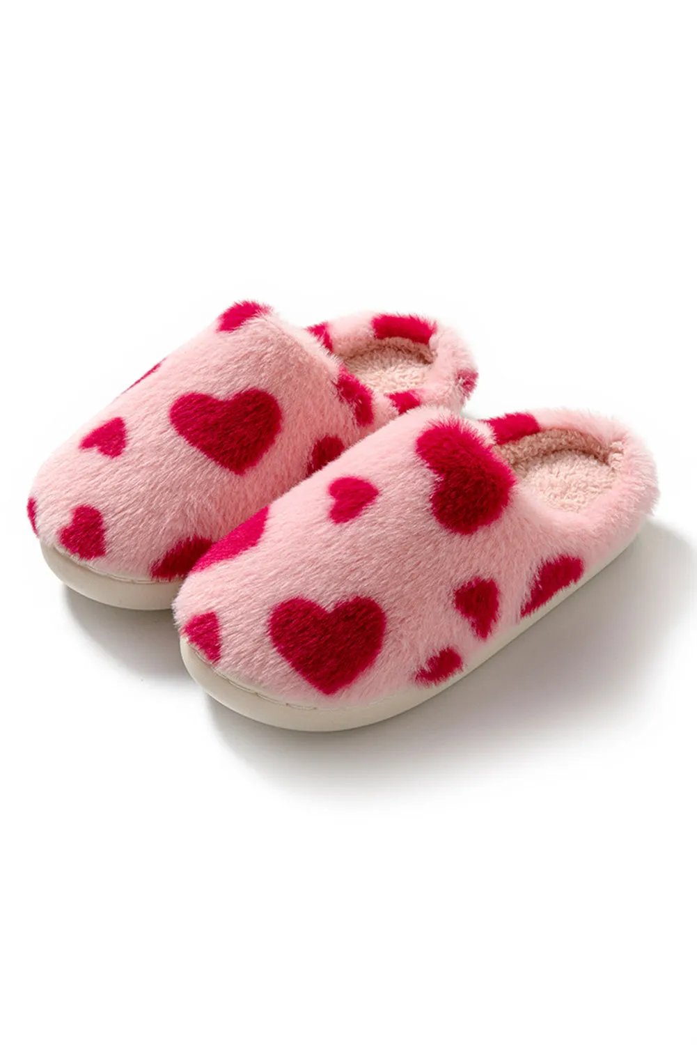 Fiery Red Valentines Heart Shape Winter Fuzzy Slippers-Shoes & Bags/Slippers-Haxberry-Dear-Lover Dropshipping