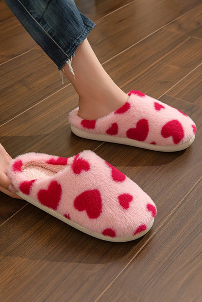 Fiery Red Valentines Heart Shape Winter Fuzzy Slippers-Shoes & Bags/Slippers-Haxberry-Dear-Lover Dropshipping