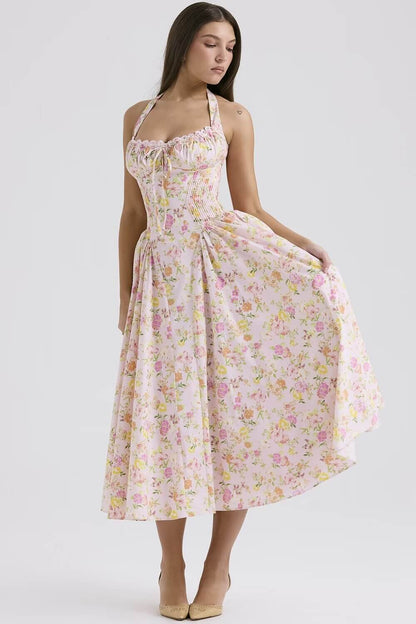 Floral Halter Neck Midi Dress-Drees-Haxberry-Haxberry