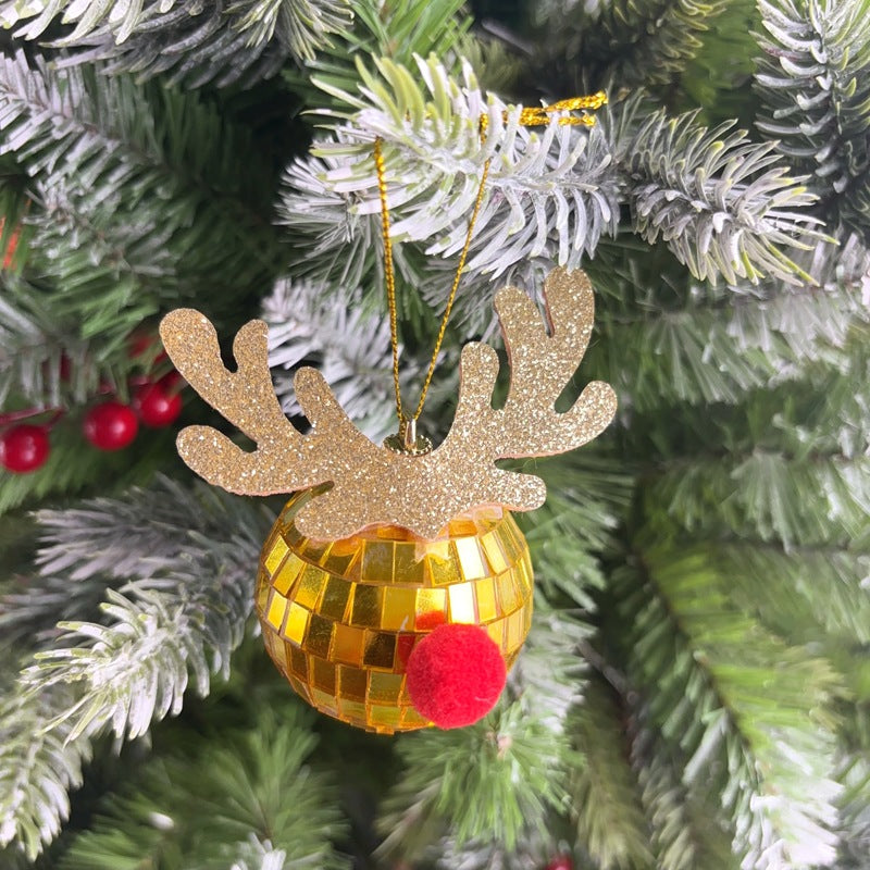 Mirror Elk Horn Christmas Ball Tree Decoration Pendant-Gift card-Haxberry-color:Big antlers gold 6cm-Haxberry