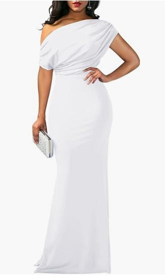 Womens Party Dress-Drees-Haxberry-Color:White-Size:L-Haxberry