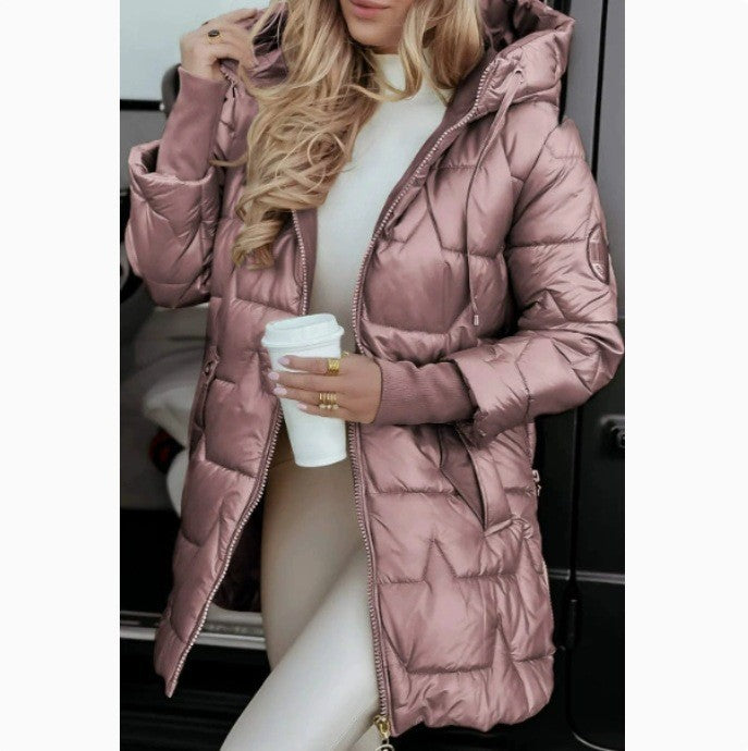 Womens Hooded Long Cotton Jacket