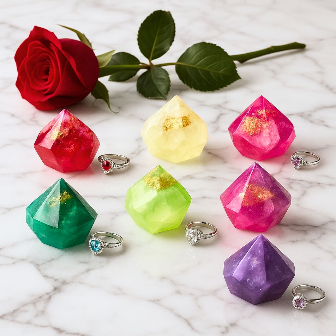 Rose Quartz Birthstone Gem Soap with Hidden Silver Ring-2792-Haxberry-Nature Skin Shop