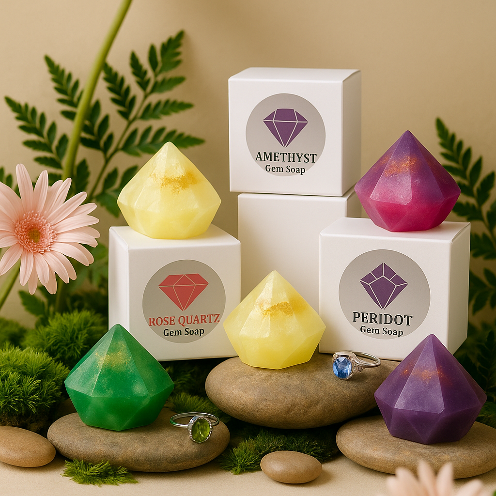 Rose Quartz Birthstone Gem Soap with Hidden Silver Ring-2792-Haxberry-Nature Skin Shop