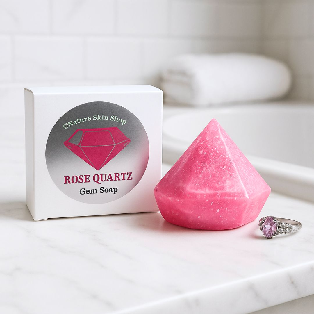 Rose Quartz Birthstone Gem Soap with Hidden Silver Ring-2792-Haxberry-Nature Skin Shop