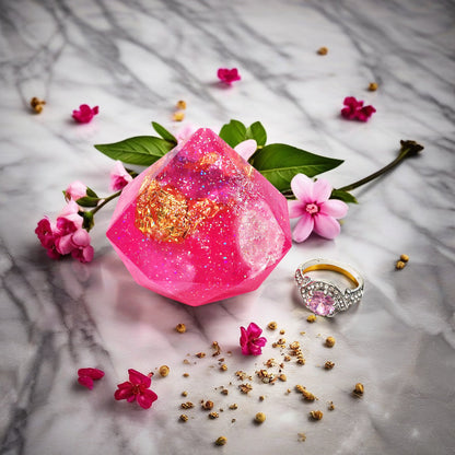 Rose Quartz Birthstone Gem Soap with Hidden Silver Ring-2792-Haxberry-Nature Skin Shop