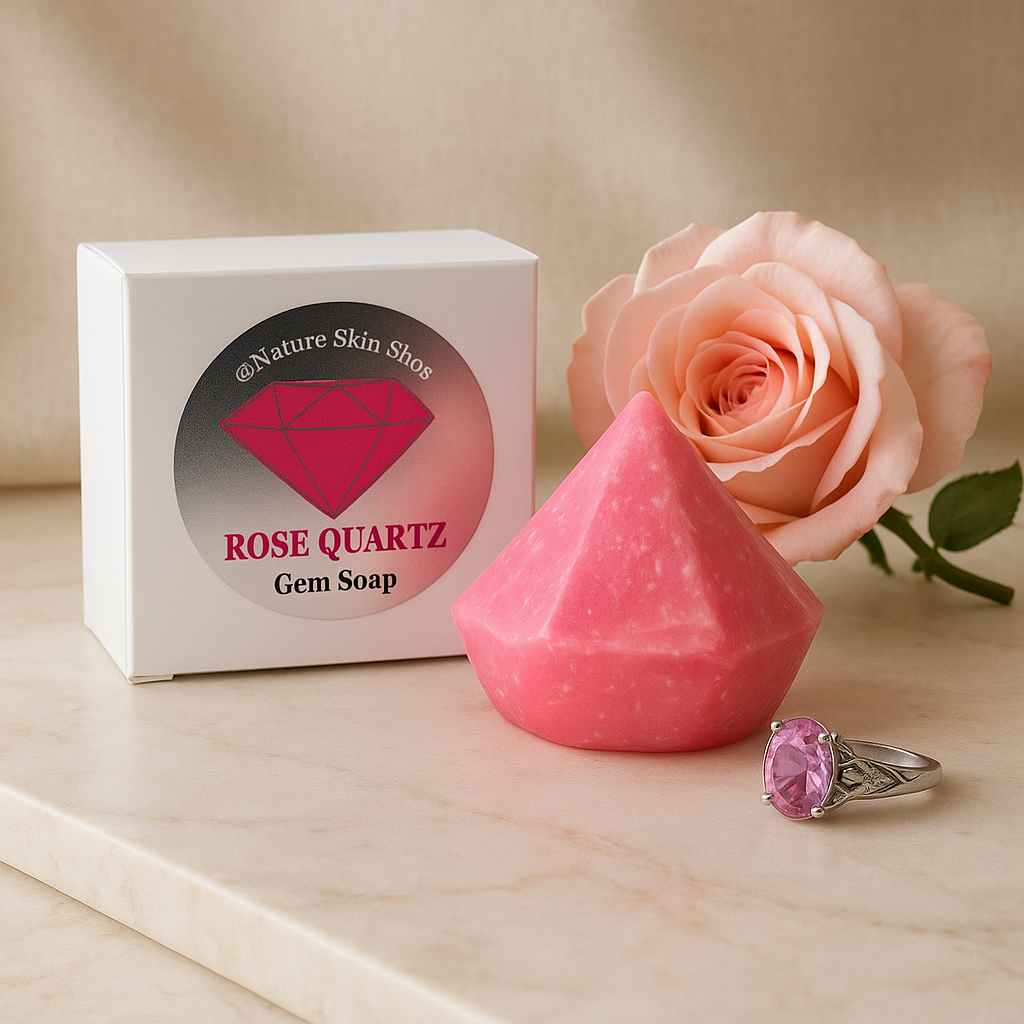 Rose Quartz Birthstone Gem Soap with Hidden Silver Ring-2792-Haxberry-Nature Skin Shop
